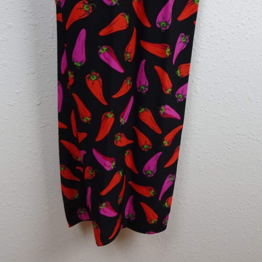 Kate Spade Silk Jumpsuit Size 0 Hot Pepper Print Cropped Black Multicolor - Picture 6 of 12